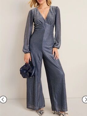 Francesca’s Kelly Long Sleeve Shimmer Jumpsuit